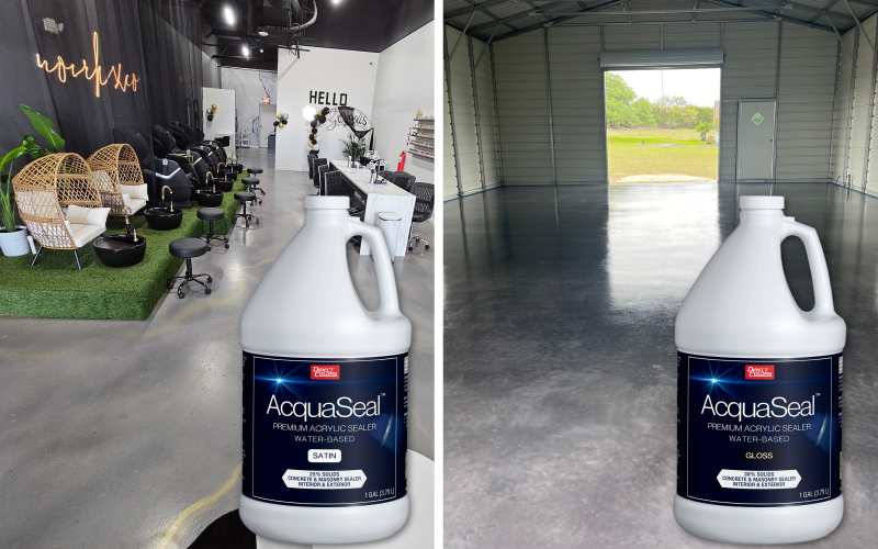 On the left, charcoal AcquaTint™ sealed with AcquaSeal™ satin; on the right, charcoal AcquaTint™ sealed with AcquaSeal™ gloss